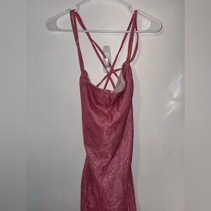 yesstyle pink glitter shimmer open back mini dress